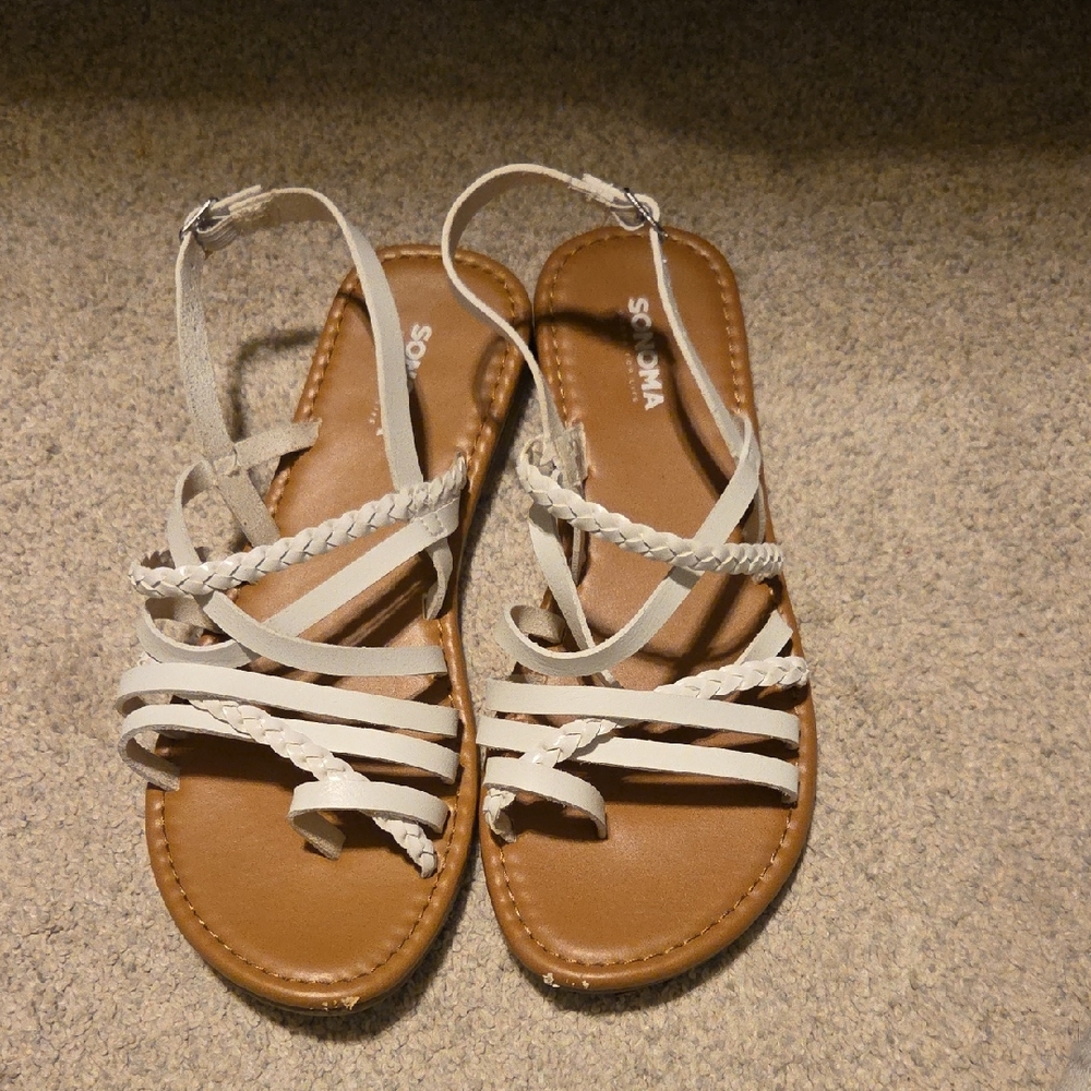 Sonoma Women's Tan and Cream Braided Sandals